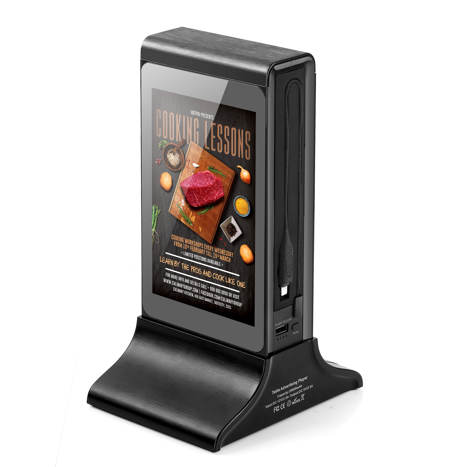 7 Inch Portable Digital Poster Rechargeable Table Standing Display Signage Hand Sanitizer Lcd Advertising Screen kiosk