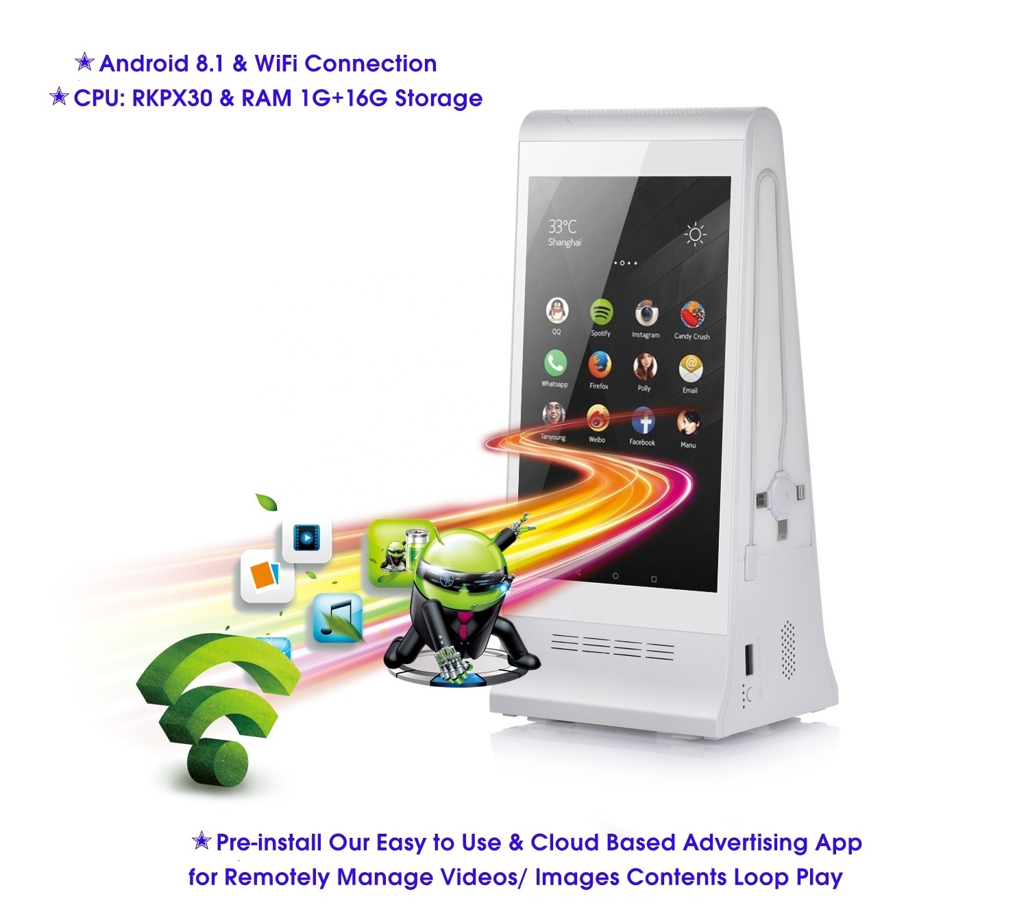 Hot Sell Indoor Restaurant Digital Menu Power Bank Advertising Display Signage Kiosk Charging Digital Table Tent