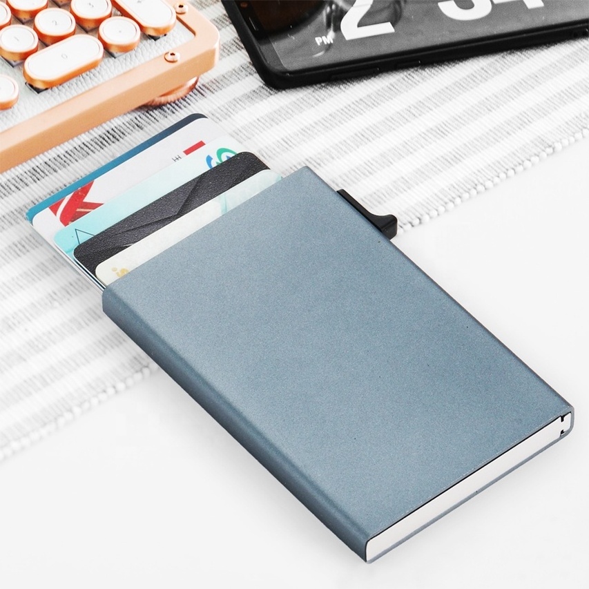 Credit Card Holder Pop-up Wallet Men Quick Access Slim Minimalist Wallet RFID Blocking Aluminum Metal Wallet