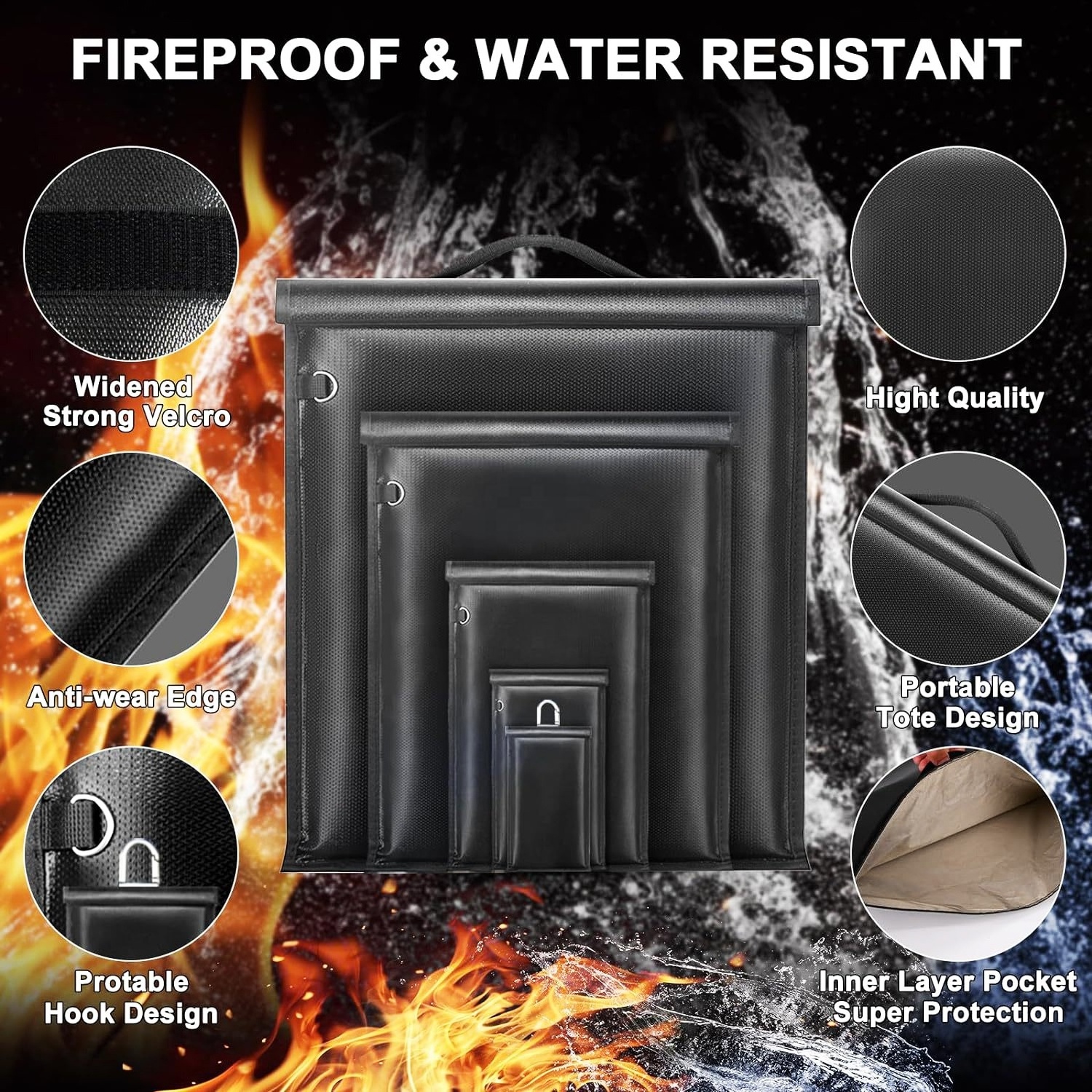 5 Pack Fireproof Water Resistant Faraday Bags Extra Large Faraday Bag