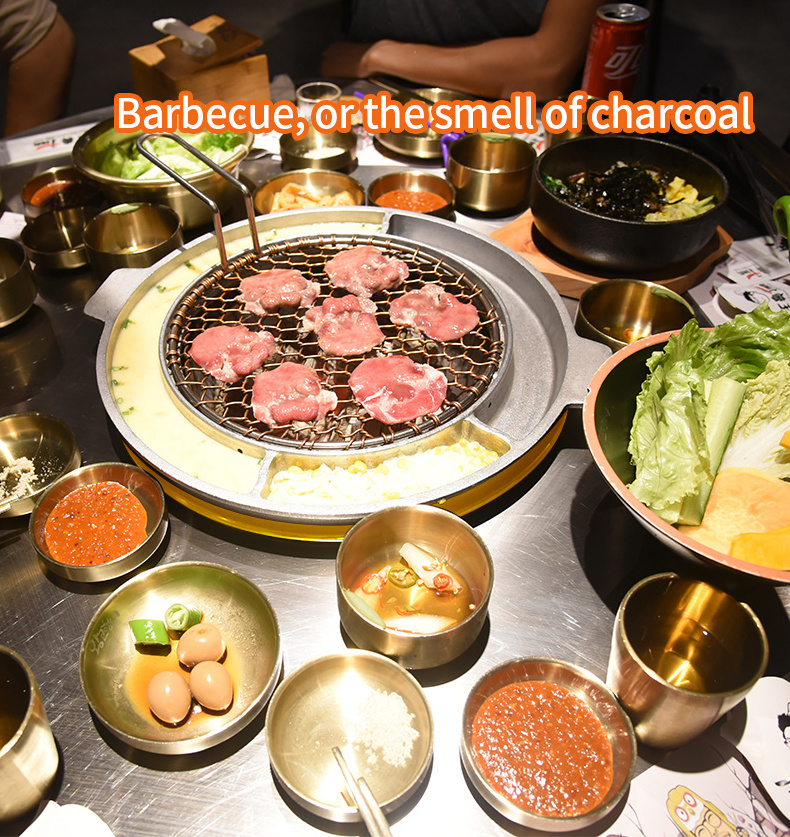 Korean desktop smokeless bbq grill embedded stainless steel charcoal barbecue oven