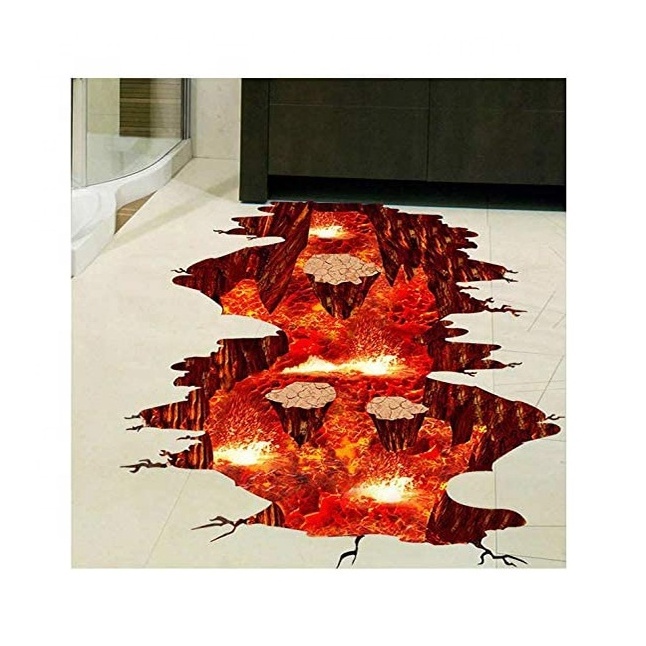 Creative 3D Space Wall Decals Removable PVC Magic Floor Flame and Lava Stickers for Home Decor Home Decoration