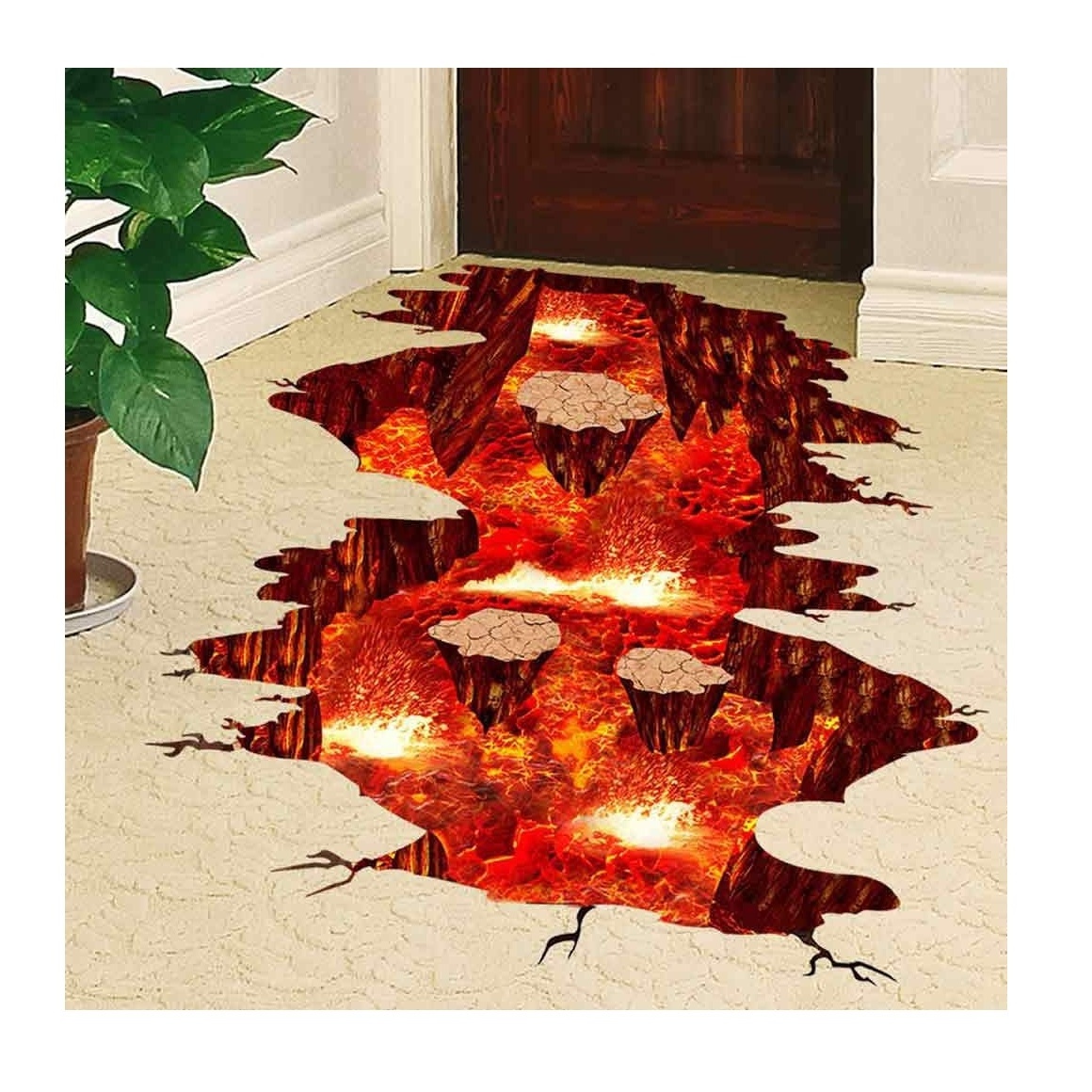 Creative 3D Space Wall Decals Removable PVC Magic Floor Flame and Lava Stickers for Home Decor Home Decoration