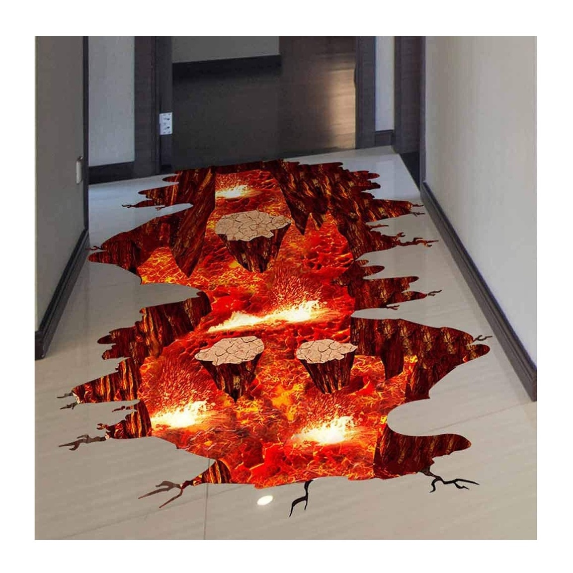 Creative 3D Space Wall Decals Removable PVC Magic Floor Flame and Lava Stickers for Home Decor Home Decoration