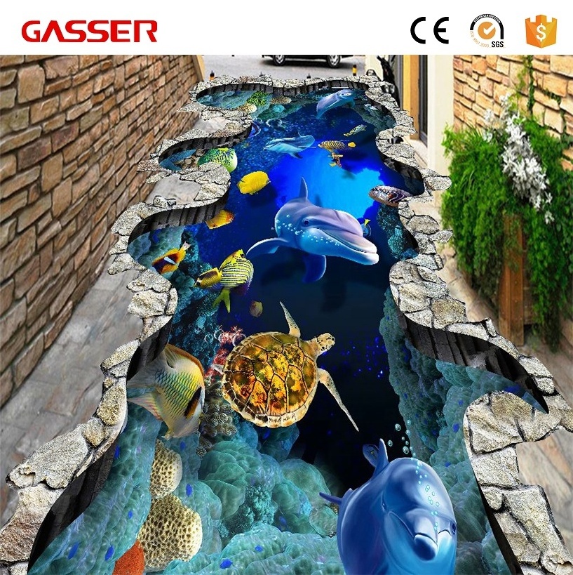 Custom Printed Waterproof Tiles Floor Sticker 3D Painting Sea Landscape Printed Floor Sticker