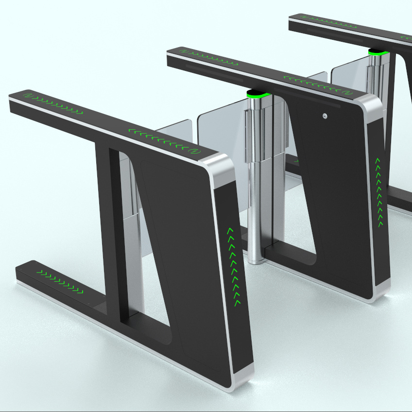 Security Access Control Pedestrian Barcode Barrier RFID cards Swing Turnstile Bi-directional Arrows Speed Gate