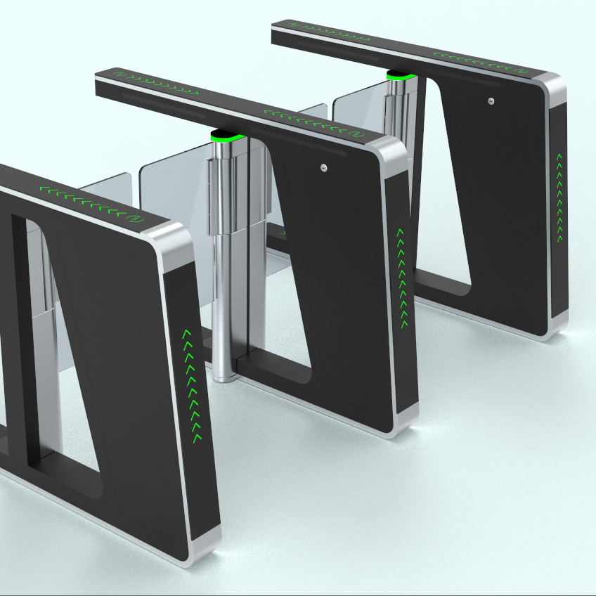 Security Access Control Pedestrian Barcode Barrier RFID cards Swing Turnstile Bi-directional Arrows Speed Gate