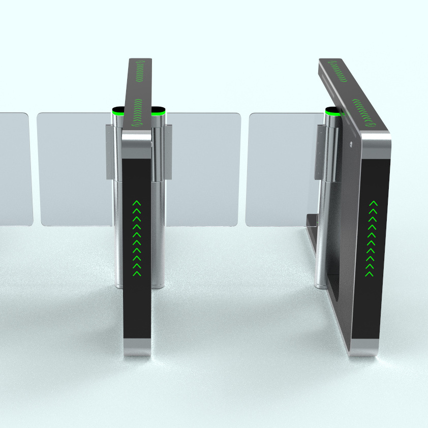 Security Access Control Pedestrian Barcode Barrier RFID cards Swing Turnstile Bi-directional Arrows Speed Gate