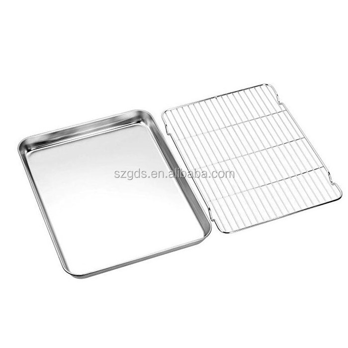 Stainless steel Baking Sheets and Racks Set Stainless Steel Baking Pan Tray Cookie Sheet with Cooling Rack Toaster oven pan tray