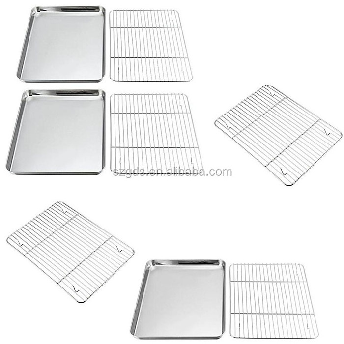 Stainless steel Baking Sheets and Racks Set Stainless Steel Baking Pan Tray Cookie Sheet with Cooling Rack Toaster oven pan tray