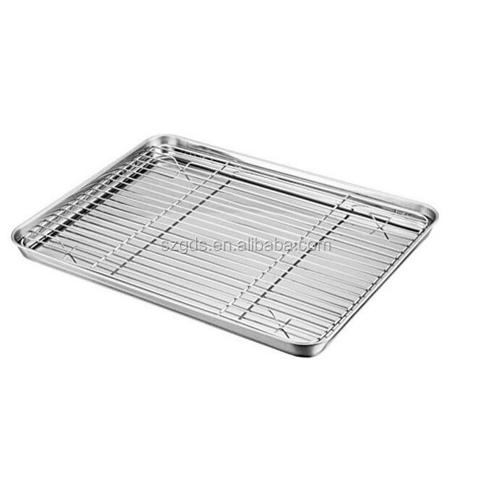 Stainless steel Baking Sheets and Racks Set Stainless Steel Baking Pan Tray Cookie Sheet with Cooling Rack Toaster oven pan tray