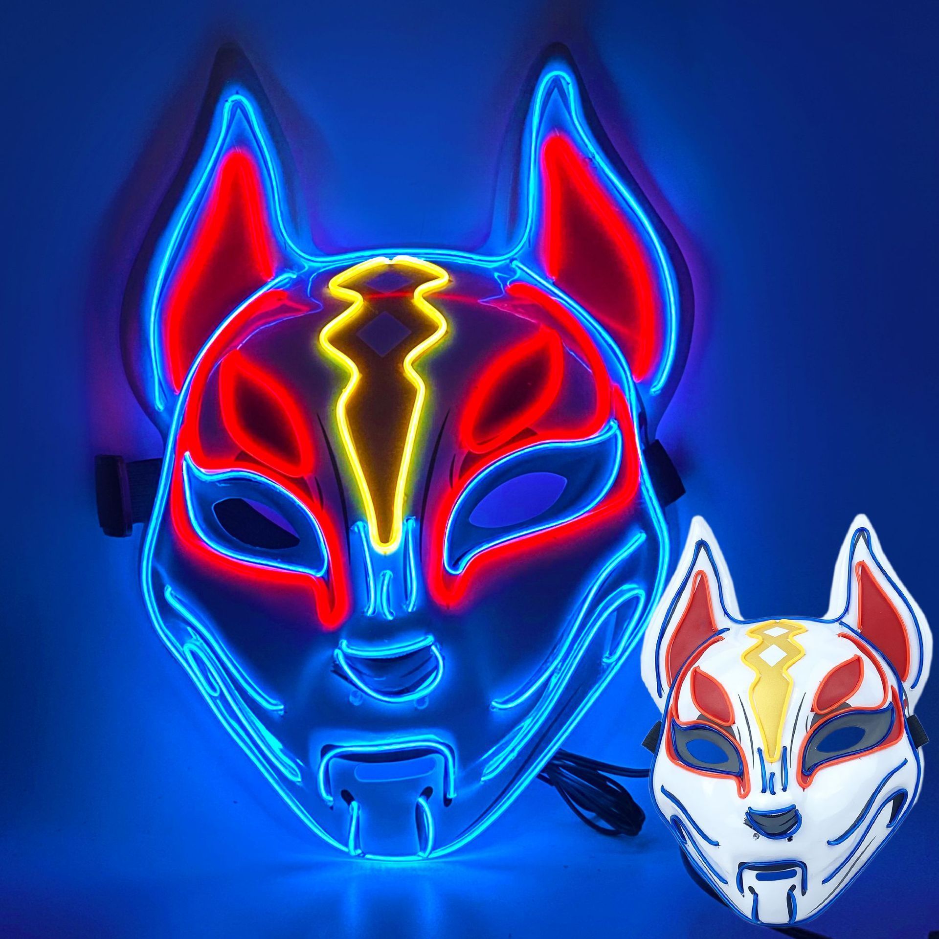 Halloween Fortress Night Sky Fox Luminous LED Fox Luminous Mask Japanese Mask