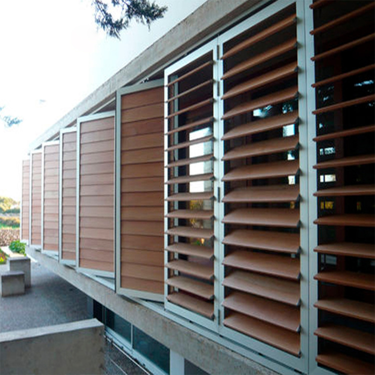 PVDF Ventilation Fixed Window Adjustable Blades Aluminum Frame Aerofoil Louver Outdoor Blinds Plantation Shutters