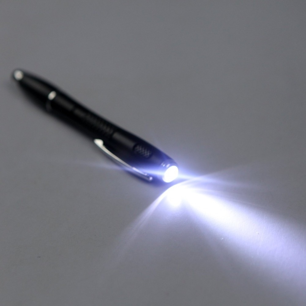 Retractable Ballpoint Ink Pen with Flashlight Rubber Tip Precision Stylus for Capacitive Touch Screen Devices