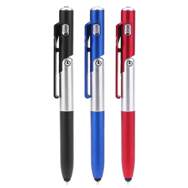 Multi-function 4-in-1 Folding Ballpoint Pen Screen Stylus Touch Pen with LED Light Portable Capacitive Pen Mobile Phone Stand