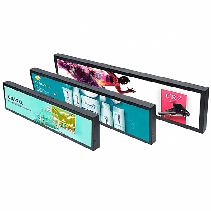 48 inch 24 stretch bar lcd display, smart shelf, stretched bar touch screen