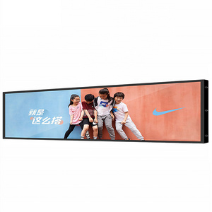 custom strip screen stretched LCD bar screen advertising display for mall / shelves / elevator / car