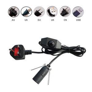 Eu Us Uk Salt Lamp AC Power Cord With Inline Dimmer Switch And e14 Lamp Holder Wire Cable On Off Switch Light Dimmer