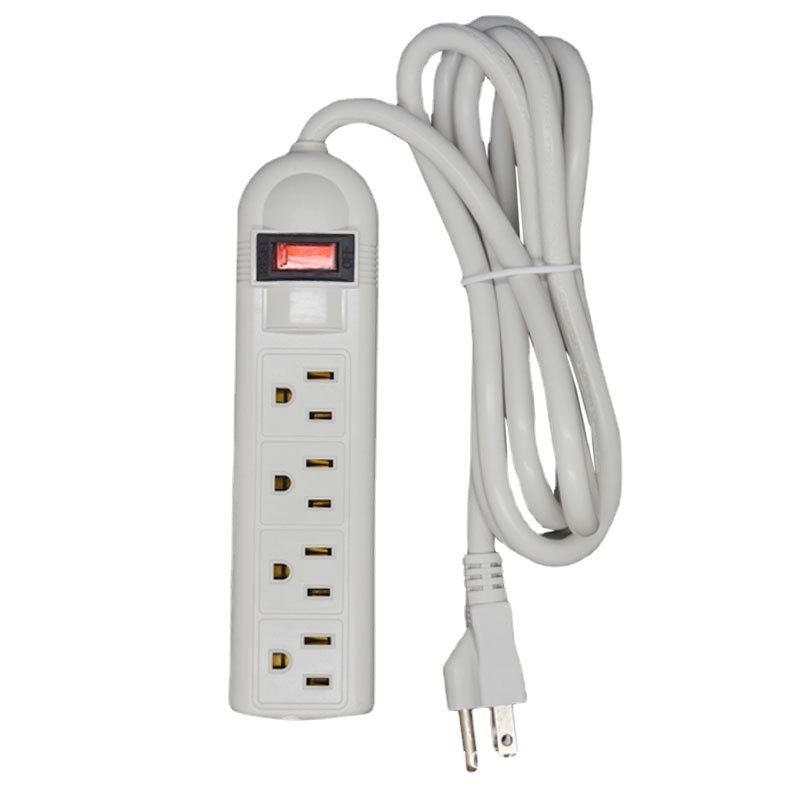 Hot Sale USA Power Strip 4 AC Outlet Electrical Extension board Main Control Switch With 6/10/15 FT High Quality Cable