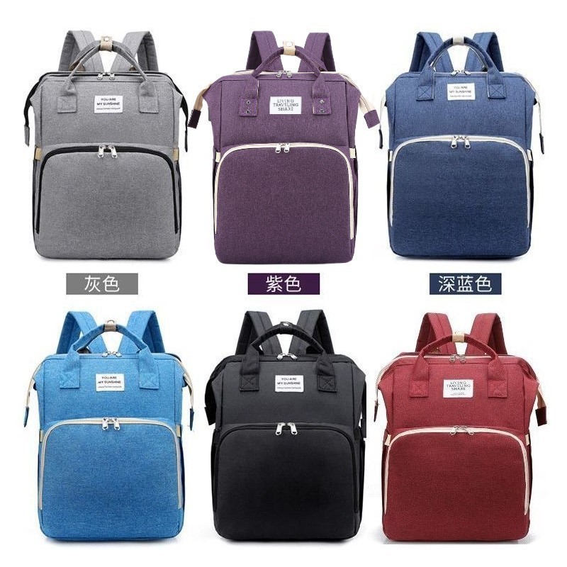 Wholesale multifunctional mom bag with USB large capacity mother-and-baby bag folding baby bag