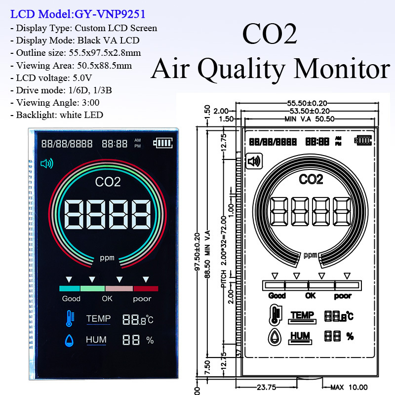 custom lcd display Tn Htn Stn Fstn Va Lcd Character Cog Dot 128*64 14Segment Monochrome Color Graphic Digital 7 Segment Display