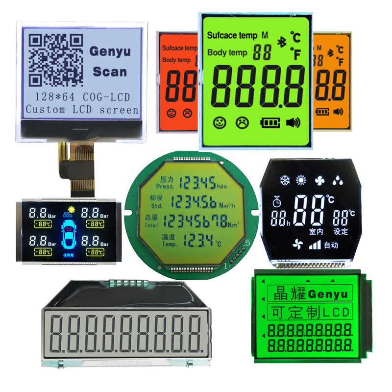 custom lcd display Tn Htn Stn Fstn Va Lcd Character Cog Dot 128*64 14Segment Monochrome Color Graphic Digital 7 Segment Display