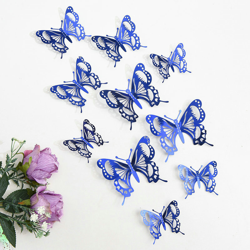 3D Gold Hollow-Out Butterfly Party Home Cake Decorations Art Removable Stickers Wall Decor