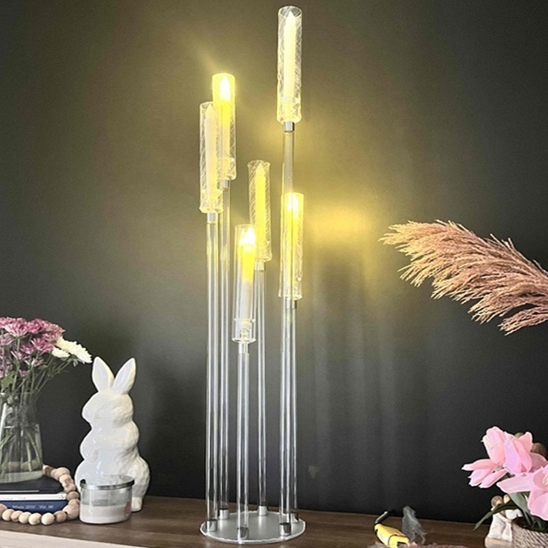 8 arms clear candelabra 128cm tall acrylic candle clear acrylic candelabras manufacturer floor standing candlesticks centerpiece