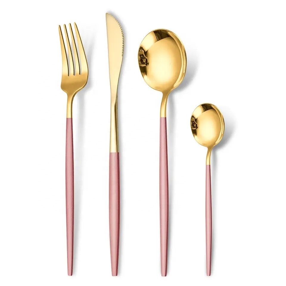 gold silver cutlery sets luxury high quality Stainless Steel Knife Fork Spoon Kitchen Flatware Set dinnerware sets for 6 people