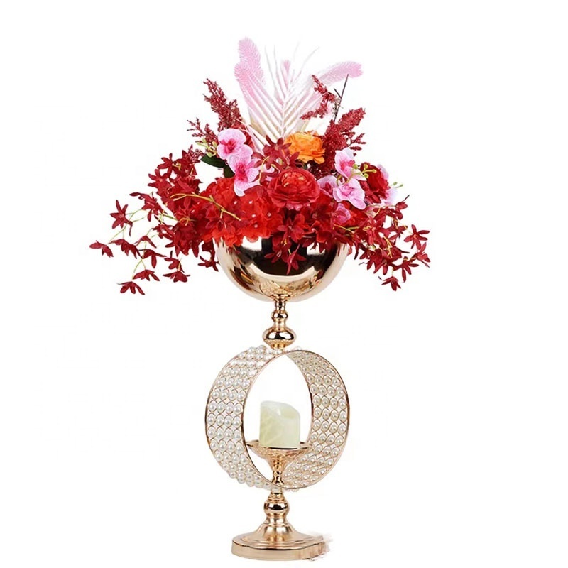 luxury pearl flower stand gold wedding centerpieces table decorations candle holder decor gold flower stand wedding centerpieces