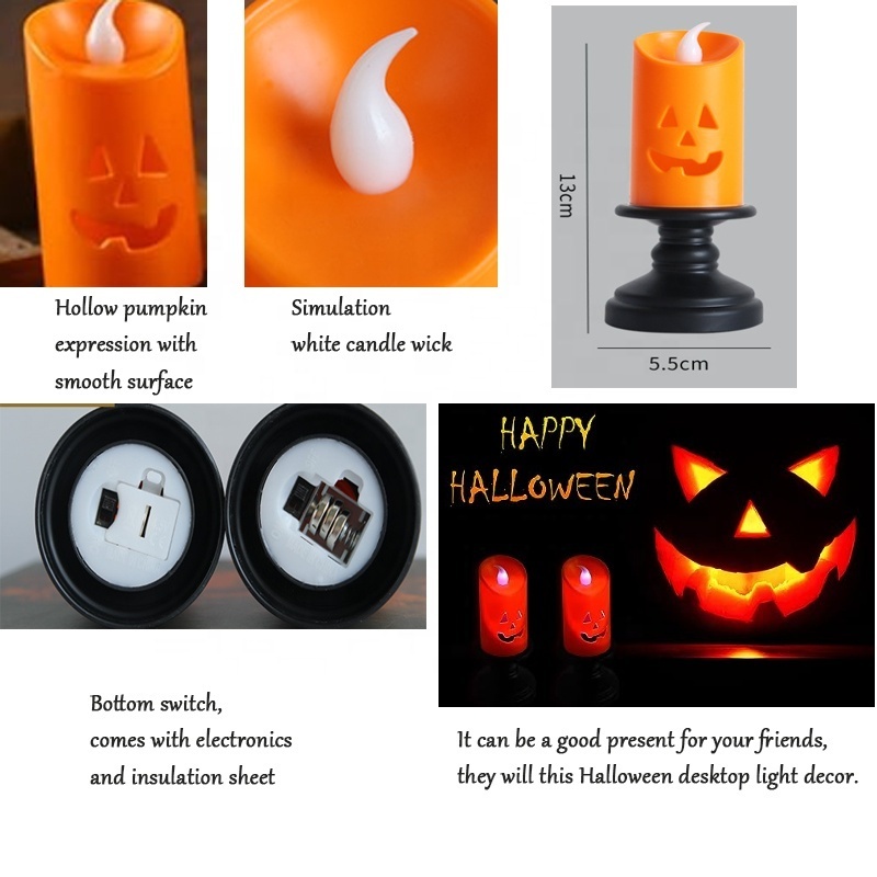 Pumpkin Shape LED Light with Button Battery LED Night Candles Flameless Flickering halloween pumpkin light for Christmas Party