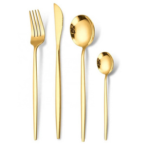 Gold Silverware Set Flatware Service Tableware Steak knife fork Dessert Coffee spoons forks knives stainless steel cutlery set