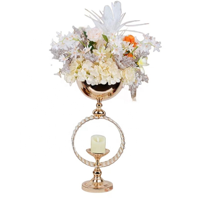 luxury pearl flower stand gold wedding centerpieces table decorations candle holder decor gold flower stand wedding centerpieces