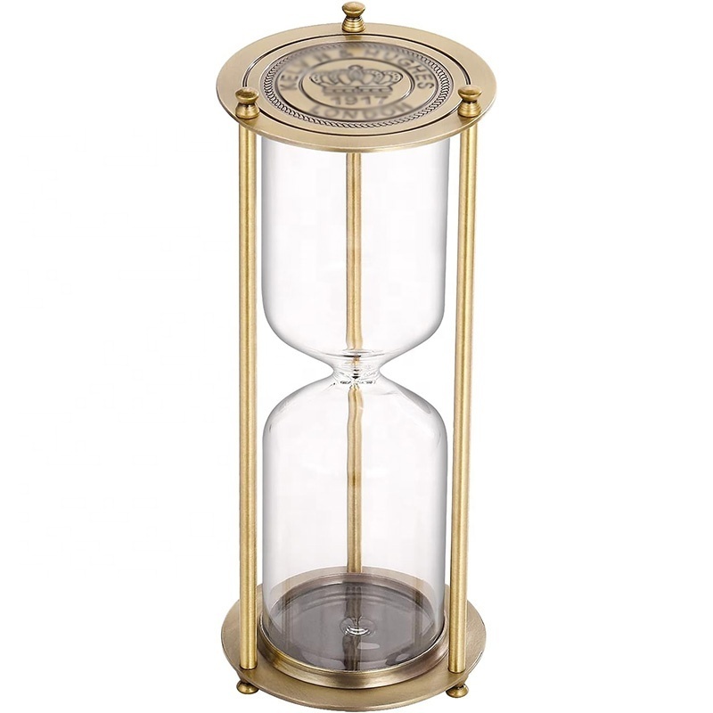 Vintage Brass Sand Clock Stand Unique Engraving sand timer hourglass sand timer 60 minutes for Home, Desk, Office Decoration