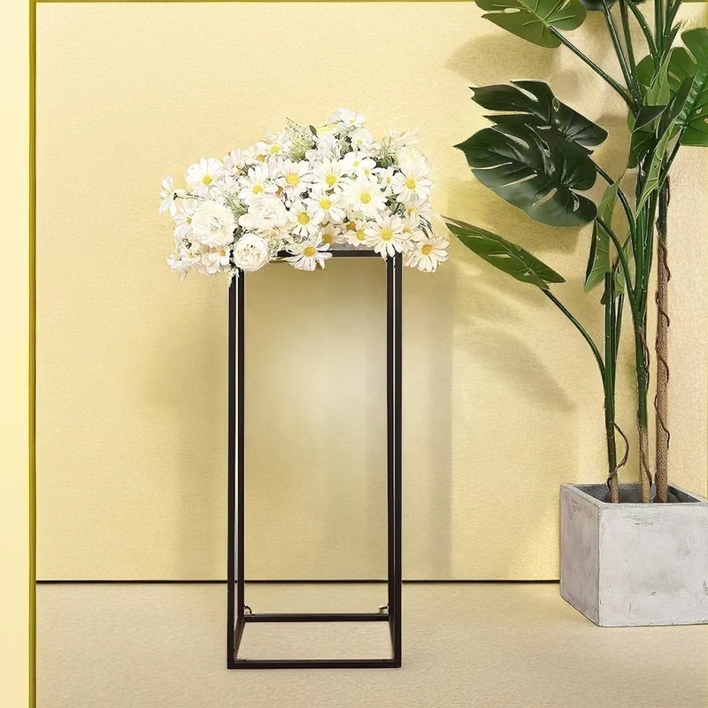 tall black metal flower stand Geometric Centerpiece Vases Rectangular Matte black wedding centerpiece for Wedding Party Dinner