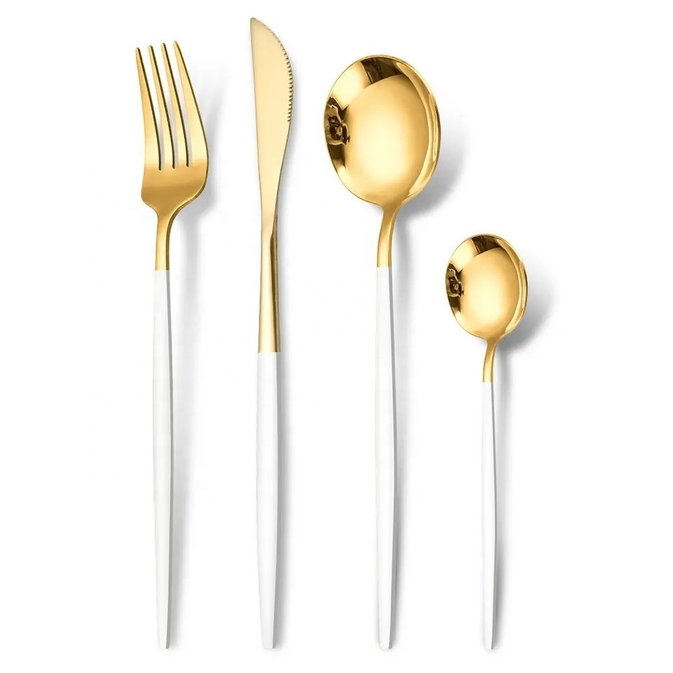 gold silver cutlery sets luxury high quality Stainless Steel Knife Fork Spoon Kitchen Flatware Set dinnerware sets for 6 people