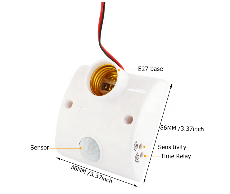 PIR Motion Human Body Sensor E27 Base Lamp Holder Bulb Induction Smart Infrared Switch Wall Socket AC 110V 220V Adjustable