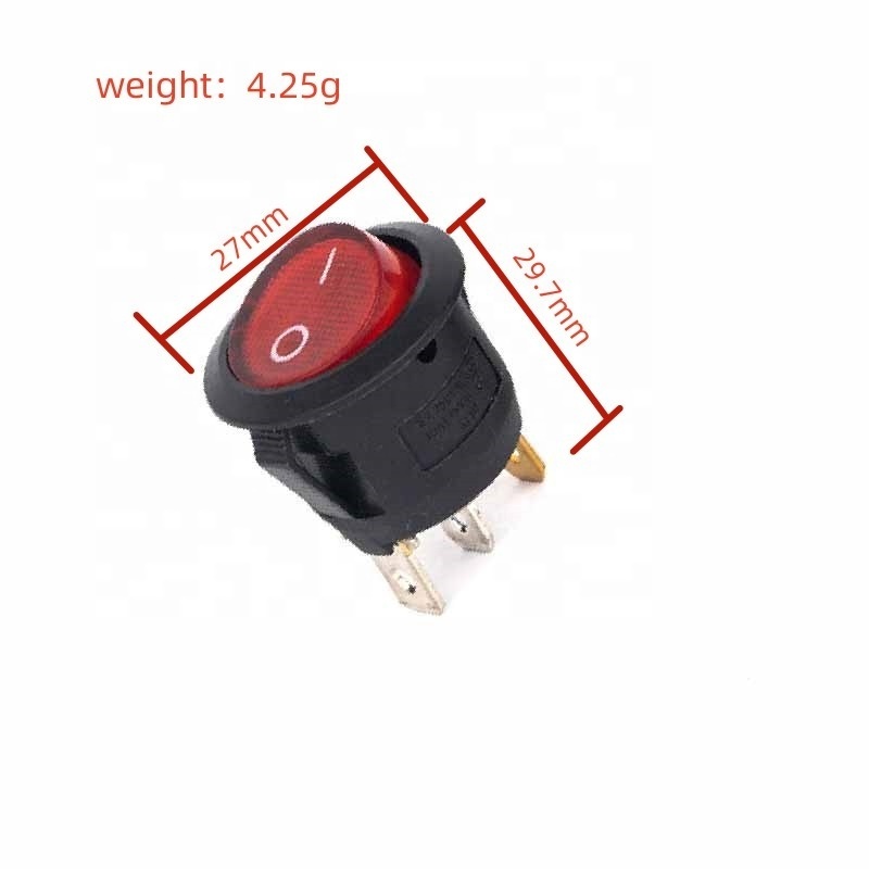 20MM red black white KCD1-105 round rocker switch 2-pin ON-OFF rocker switch