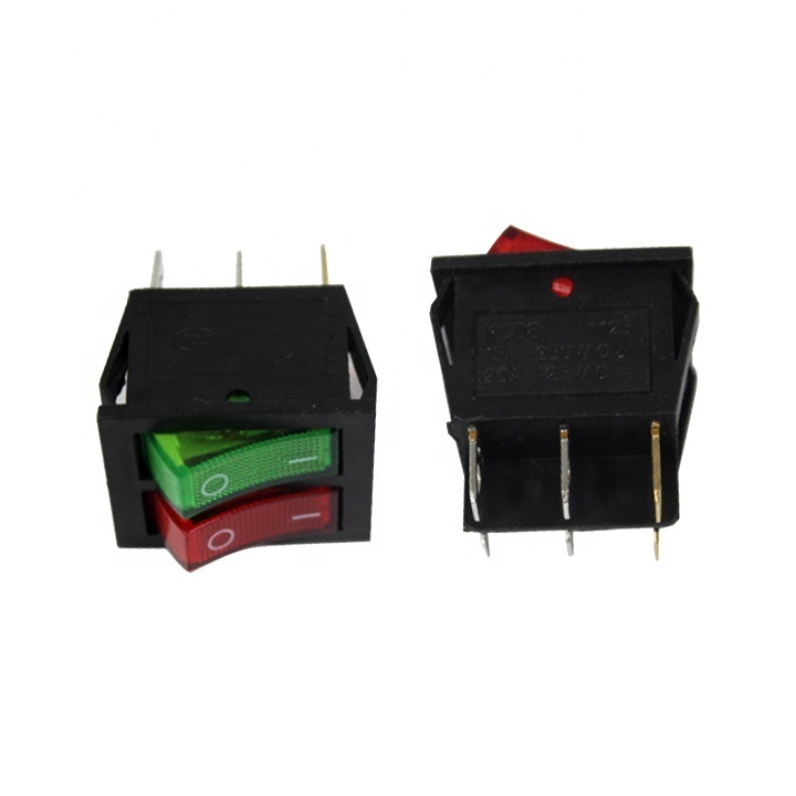 KCD rocker switch KCD1 KCD4 KCD6 KCD8 mini circular square switch 3/4/6PIN red green blue LED