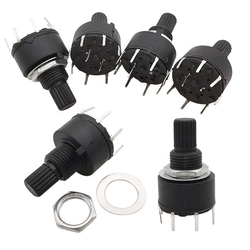 5Pcs/Lot SR16 16mm Rotary Switch 1Pole 5/6/8 Position 2Pole 3/4 Position Handle Length 15MM Shaft Flower  Switches