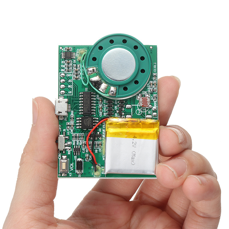 USB Music Sound Voice Recording Module Chip 1W with Rechargeable Lithium Battery for greeting card children