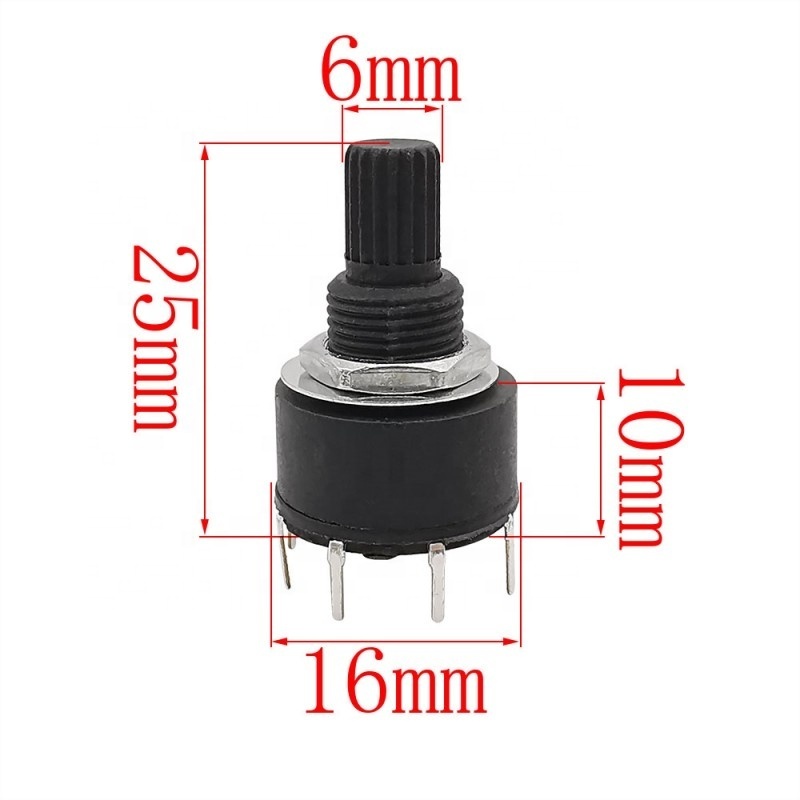 5Pcs/Lot SR16 16mm Rotary Switch 1Pole 5/6/8 Position 2Pole 3/4 Position Handle Length 15MM Shaft Flower  Switches