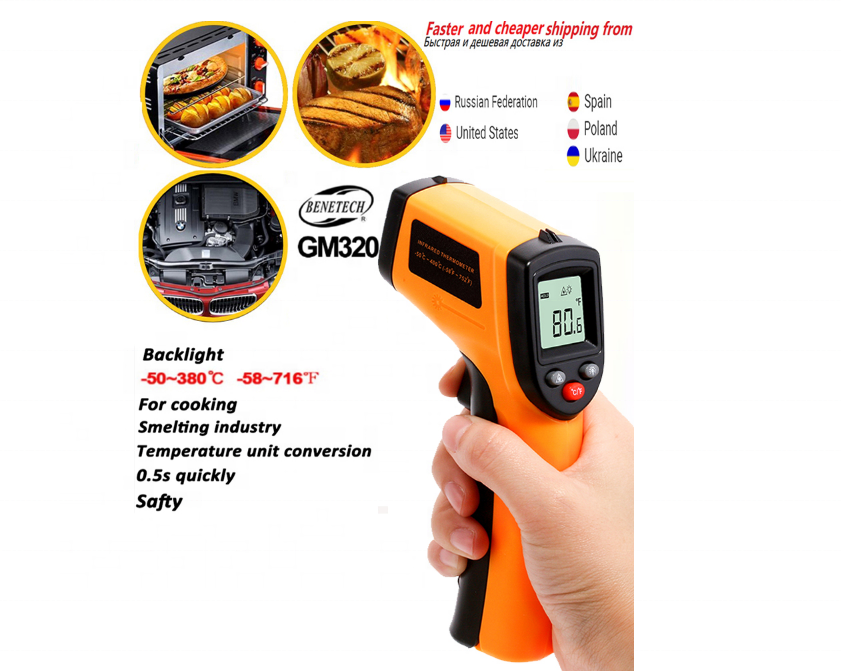 High Quality Benetech Industrial GM320 Digital Temperature Gun Infrared Thermometer For Industry GM320