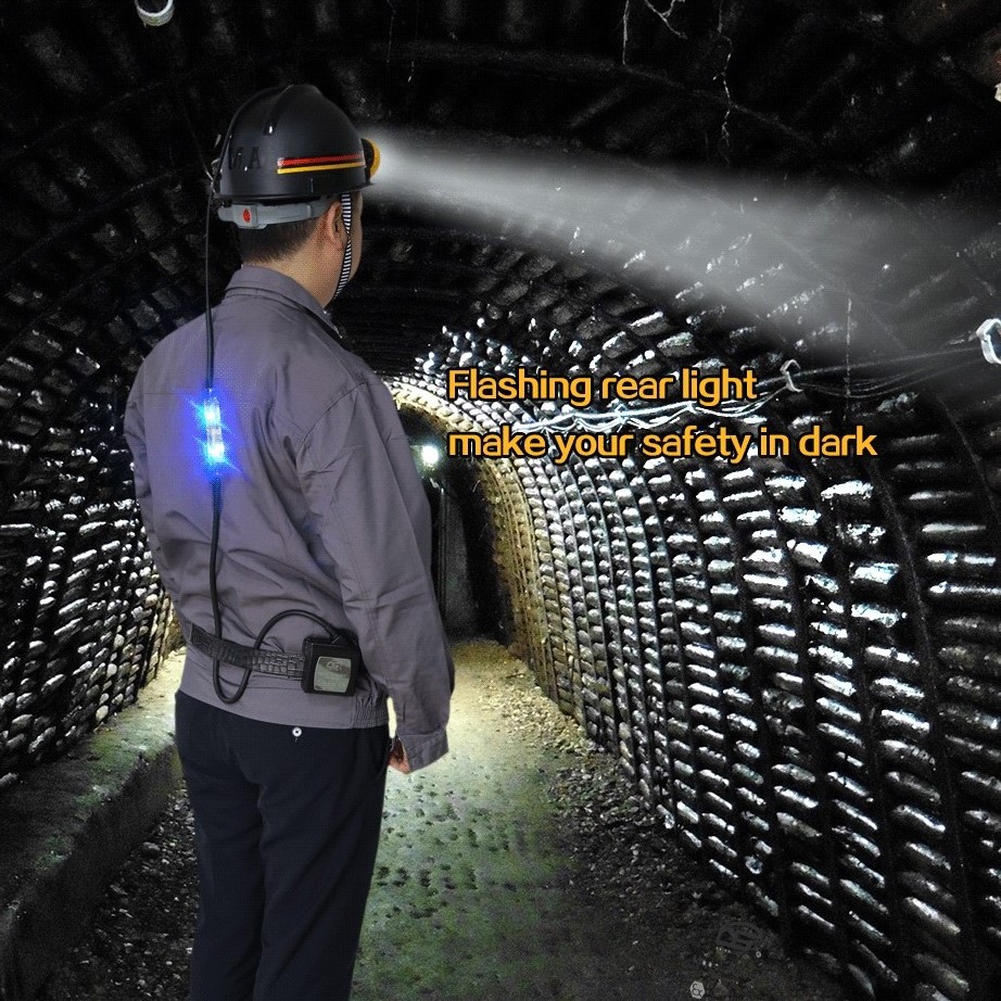 15000lux mining helmet light underground mine lamp rechargeable led miner cap lamp with blue flashing rear light