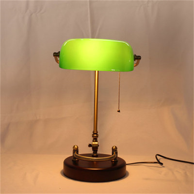 Classic Desk-Style Banker Style Alabaster Glass Oval Lamp Shade Desk Light, Reading Lamp Retro Table Lamps