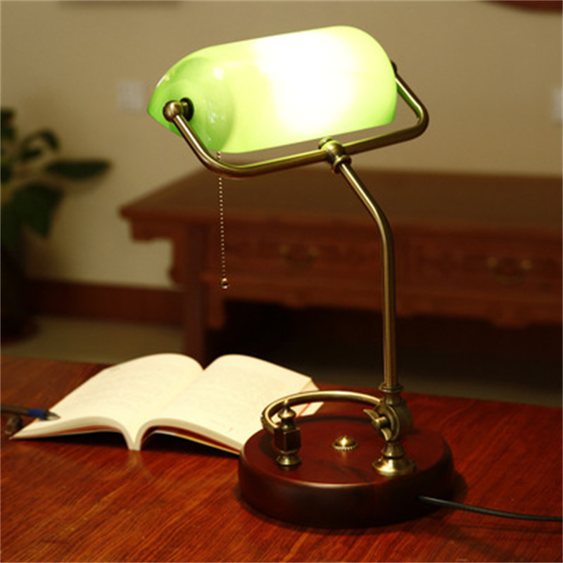 Classic Desk-Style Banker Style Alabaster Glass Oval Lamp Shade Desk Light, Reading Lamp Retro Table Lamps