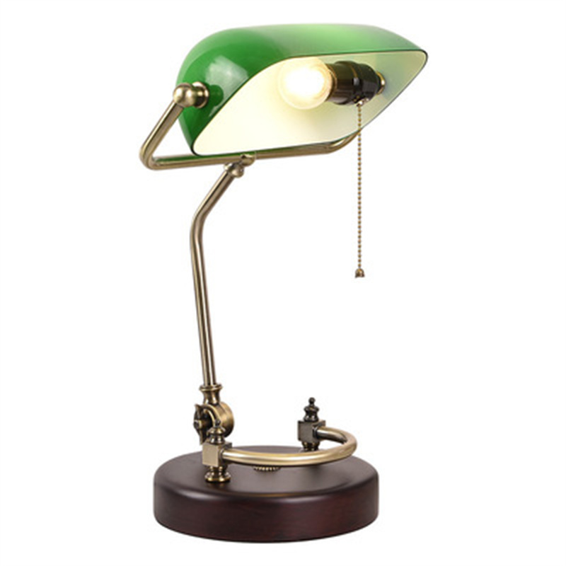 Classic Desk-Style Banker Style Alabaster Glass Oval Lamp Shade Desk Light, Reading Lamp Retro Table Lamps