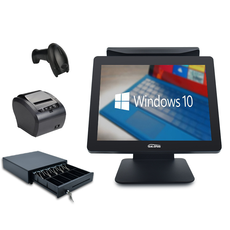 Stock available 15 inch all in one windows J1900 i3 i5 J4125 J6412 fast running touch screen pos terminal cash register