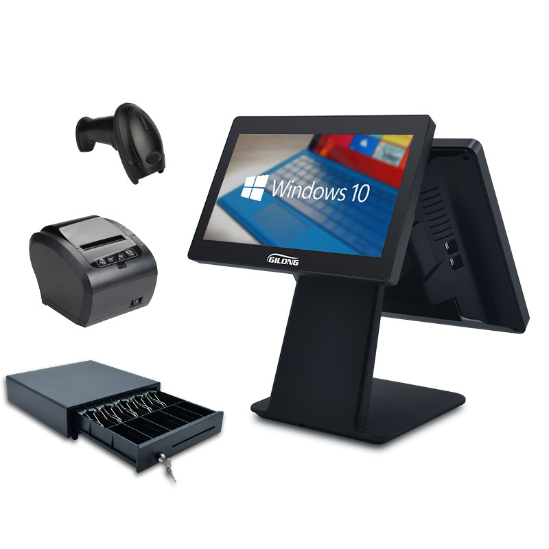 Stock available 15 inch all in one windows J1900 i3 i5 J4125 J6412 fast running touch screen pos terminal cash register