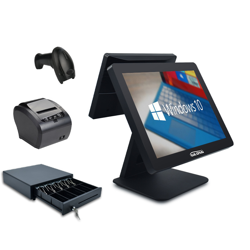 Stock available 15 inch all in one windows J1900 i3 i5 J4125 J6412 fast running touch screen pos terminal cash register